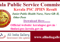 Kerala PSC Junior Public Health Nurse Result