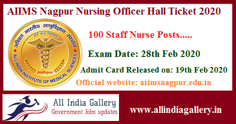 AIIMS Nagpur Nursing Officer Hall Ticket