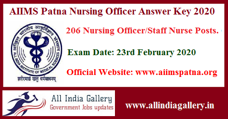 AIIMS Patna Nursing Officer Answer Key