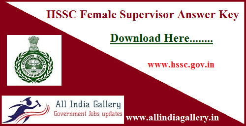 HSSC Female Supervisor Answer Key