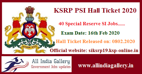 KSRP PSI Hall Ticket