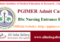 PGIMER BSc Nursing Entrance Admit Card
