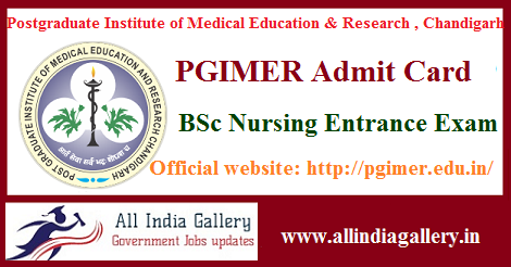 PGIMER BSc Nursing Entrance Admit Card