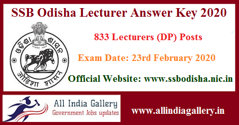 SSB Odisha Lecturer Answer Key