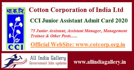 Cotton Corporation Admit Card 2020