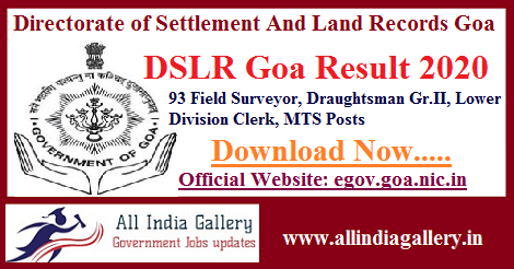 DSLR Goa Result 2020