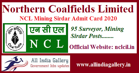 NCL Mining Sirdar Admit Card 2020