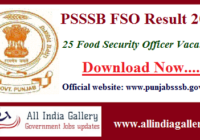 Punjab SSSB FSO Result
