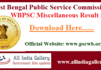 WBPSC Miscellaneous Services Result 2020