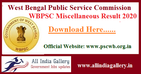 WBPSC Miscellaneous Services Result 2020