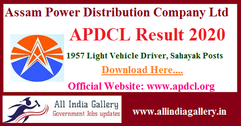 APDCL Light Vehicle Driver Result 2020