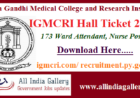IGMCRI Ward Attendant Hall Ticket 2020