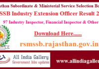 RSMSSB Industry Extension Officer Result 2020