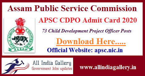 APSC CDPO Admit Card 2020
