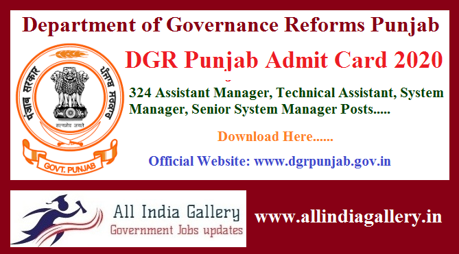 DGR Punjab Admit Card 2020