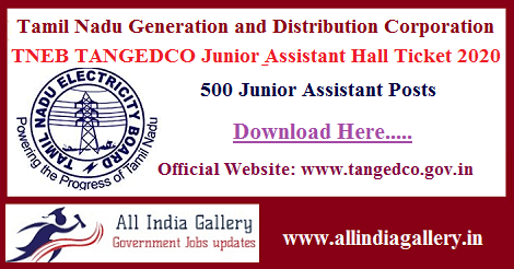 TNEB TANGEDCO Junior Assistant Hall Ticket 2020