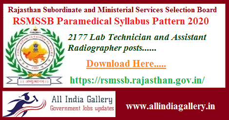 RSMSSB Paramedical Syllabus Pattern 2020