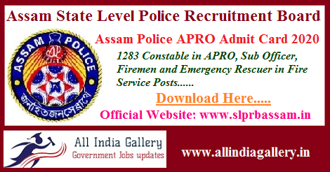 Assam Police APRO Admit Card 2020