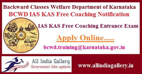 BCWD IAS KAS Free Coaching Exam Notification
