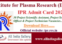 IPR Project Scientific Assistant Admit Card 2020