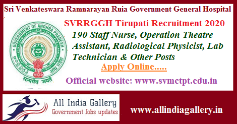 SVRRGGH Tirupati Staff Nurse Recruitment 2020