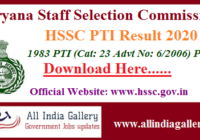 HSSC PTI Result 2020