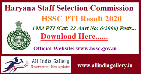 HSSC PTI Result 2020