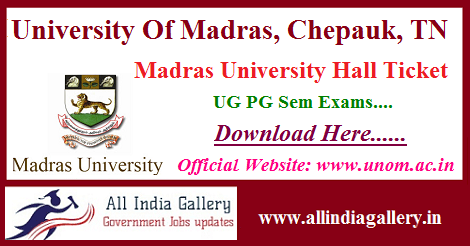 Madras University Hall Ticket