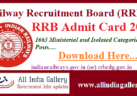 RRB Ministerial and Isolated Categories Admit Card 2020