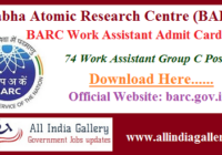 BARC Work Assistant Admit Card 2020