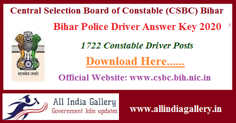 Bihar Police Driver Answer Key 2020