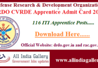 DRDO CVRDE Apprentice Admit Card 2020