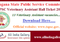 TSPSC Veterinary Assistant Hall Ticket 2020