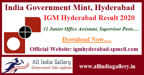 IGM Hyderabad Junior Office Assistant Result 2020