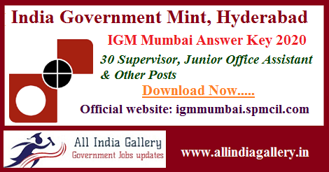 IGM Mumbai Junior Office Assistant Answer Key 2020