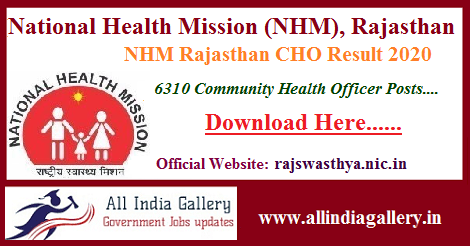 NHM Rajasthan CHO Result 2020