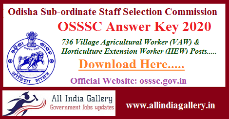OSSSC Village Agriculture Worker Answer Key 2020