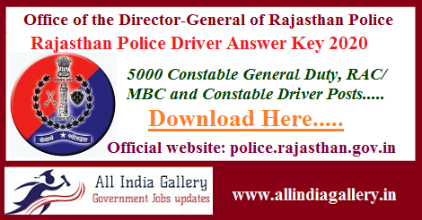 Rajasthan Police Driver Answer Key 2020