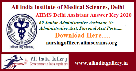 AIIMS Delhi Assistant Answer Key 2020