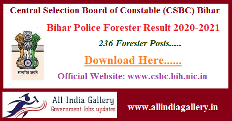 Bihar Police Forester Result 2020-2021