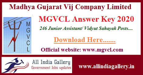 MGVCL Junior Assistant Answer Key 2020