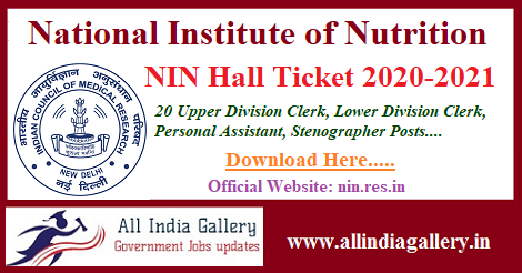 NIN LDC UDC Hall Ticket 2020-21