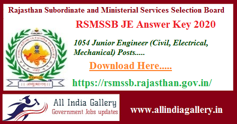 RSMSSB JE Answer Key 2020
