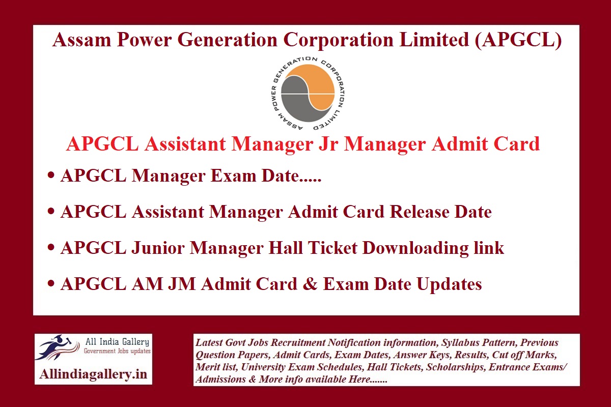 APGCL Assistant Manager Admit Card