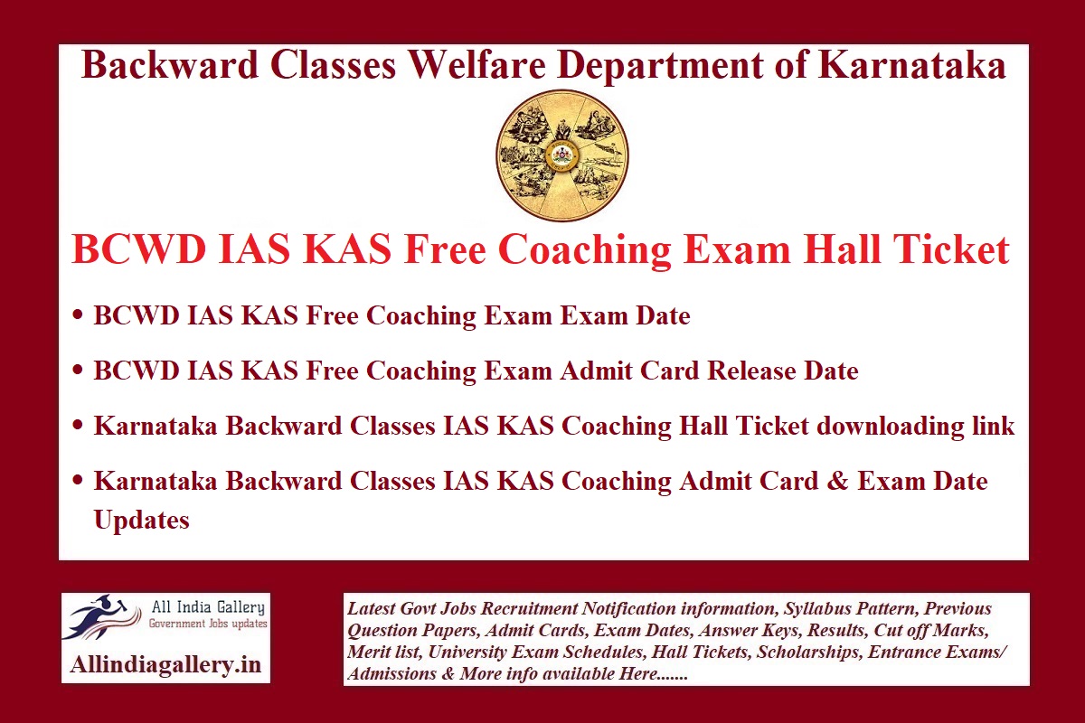 BCWD IAS KAS Free Coaching Exam Hall Ticket