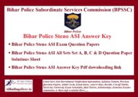 Bihar Police Steno ASI Answer Key