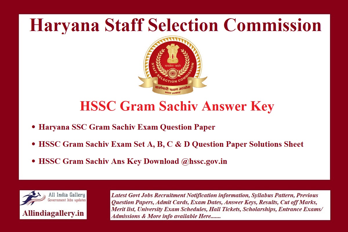HSSC Gram Sachiv Answer Key