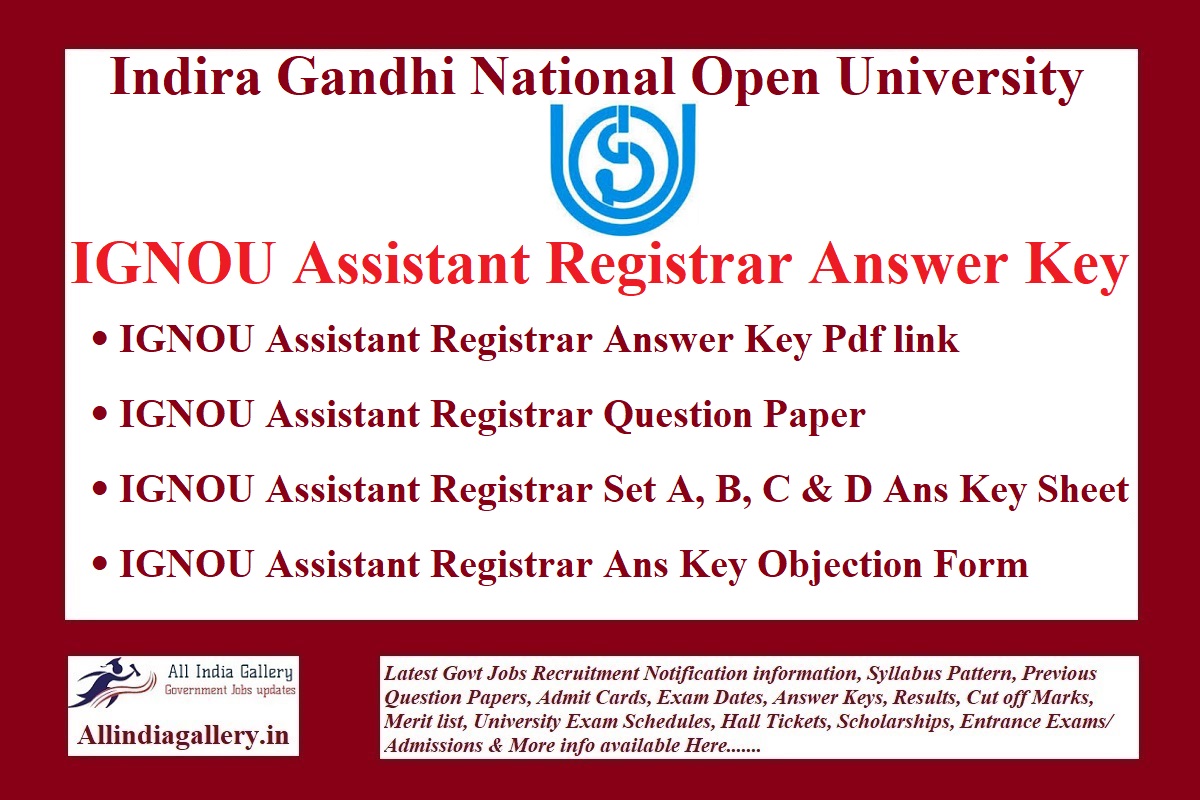 IGNOU Assistant Registrar Answer Key