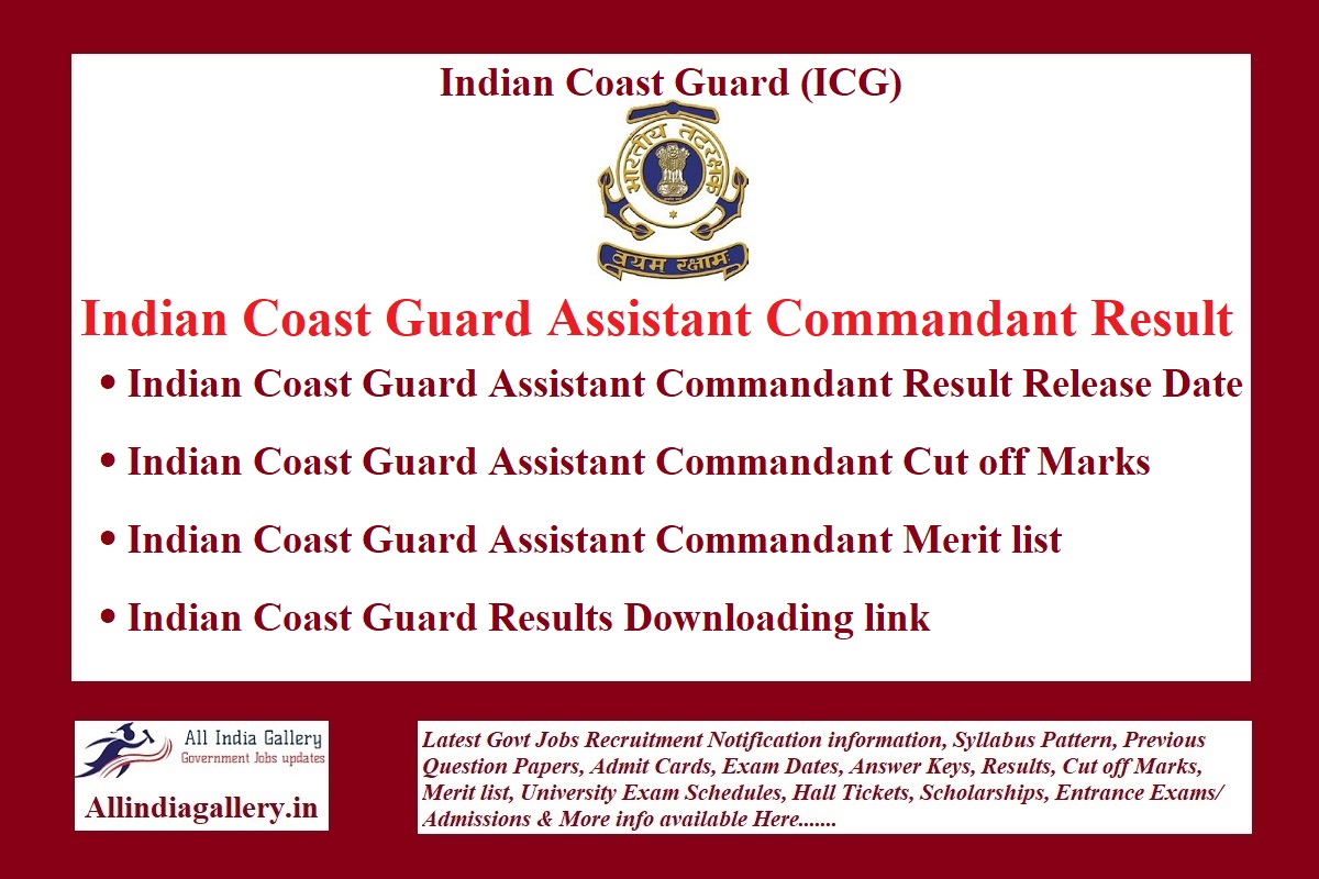 Indian Coast Guard Assistant Commandant Result 2021 ICG AC Group 2 Exam Results Cut Off