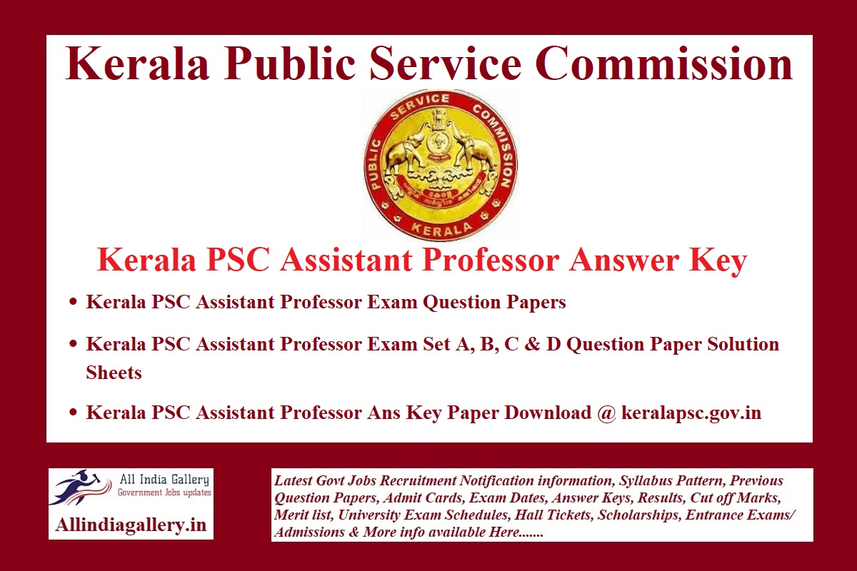 Kerala PSC Assistant Professor Answer Key